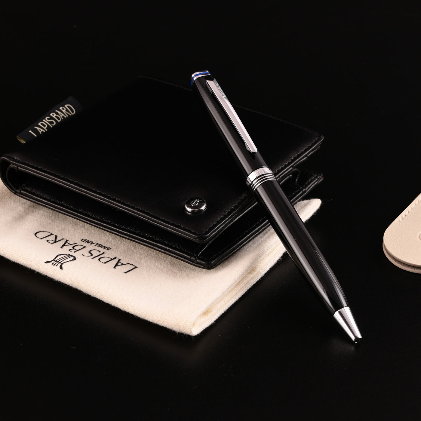 Lapis Bard Gift Set - Contemporary Black Ball Pen with Mayfair Black Wallet 9