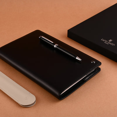 Lapis Bard Gift Set - Contemporary Black Ball Pen with Mayfair Leather Notebook 14
