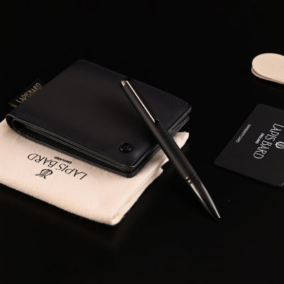 Lapis Bard Gift Set - Torque Matte Black Ball Pen with Ducorium Graphite Wallet 9