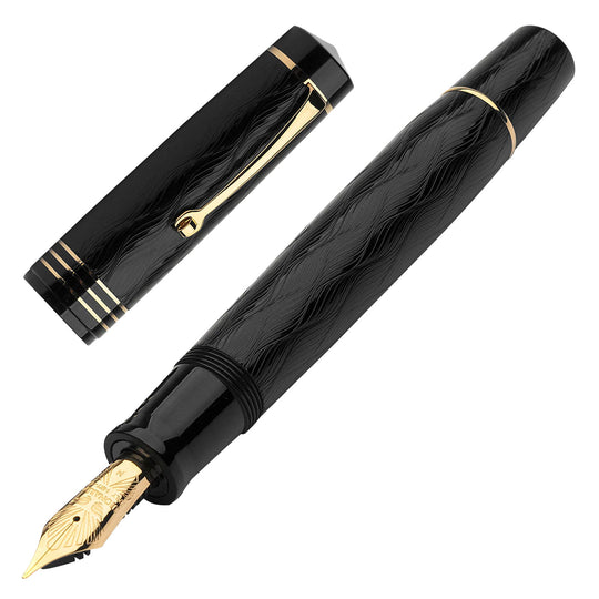 Leonardo MZ Grande Audace Art Nouveau No.8 Fountain Pen - Intense Black GT (Limited Edition)
