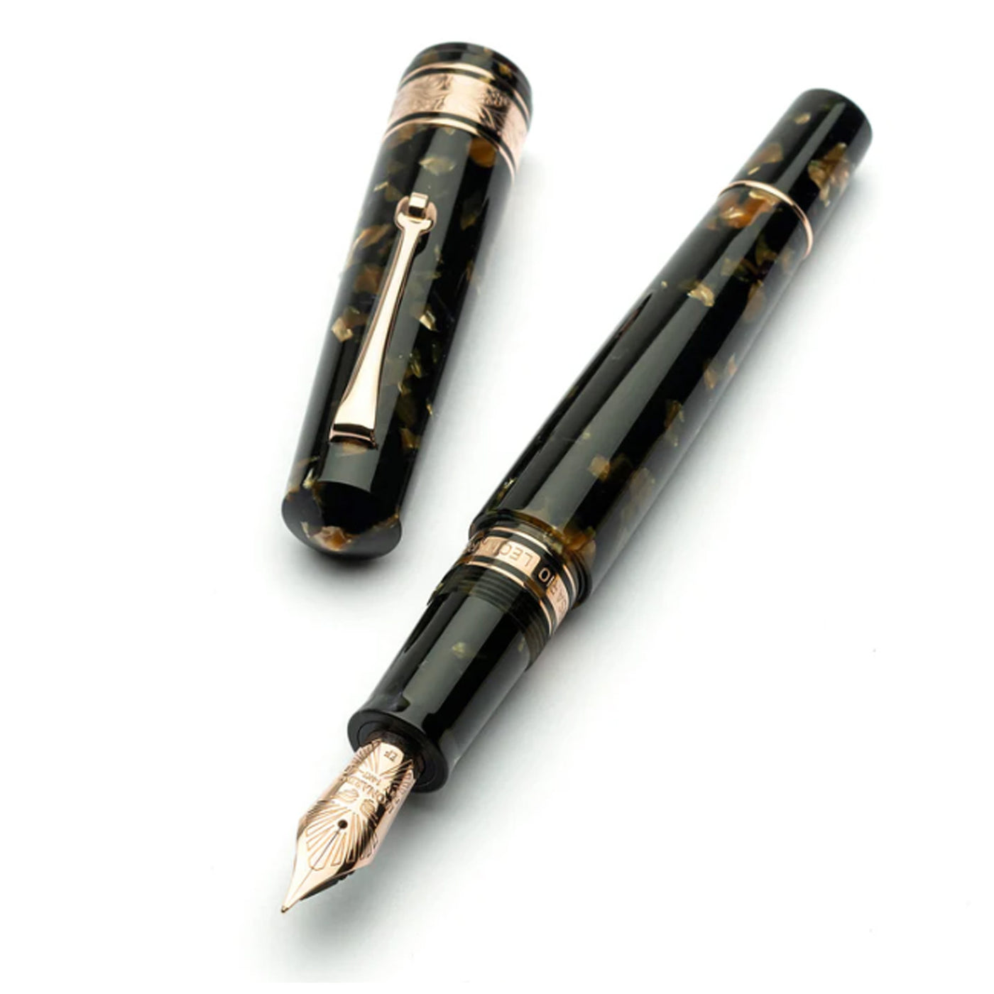 Leonardo Cinquantesimo 50th Anniversary Federico Fountain Pen - Black Amber RGT (Limited Edition) 1