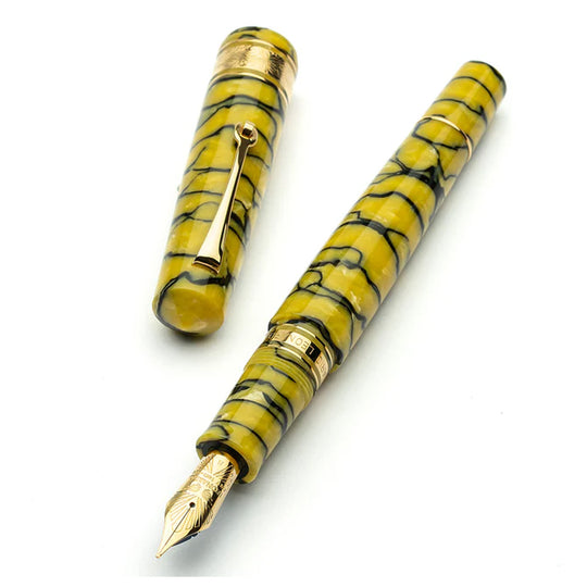 Leonardo Cinquantesimo 50th Anniversary Rediscover Fountain Pen - Black Yellow GT (Limited Edition)