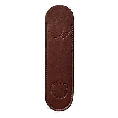 Leonardo Leather Single Pen Sleeve - Brown Vintage
