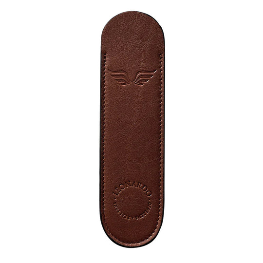 Leonardo Leather Single Pen Sleeve - Brown Vintage
