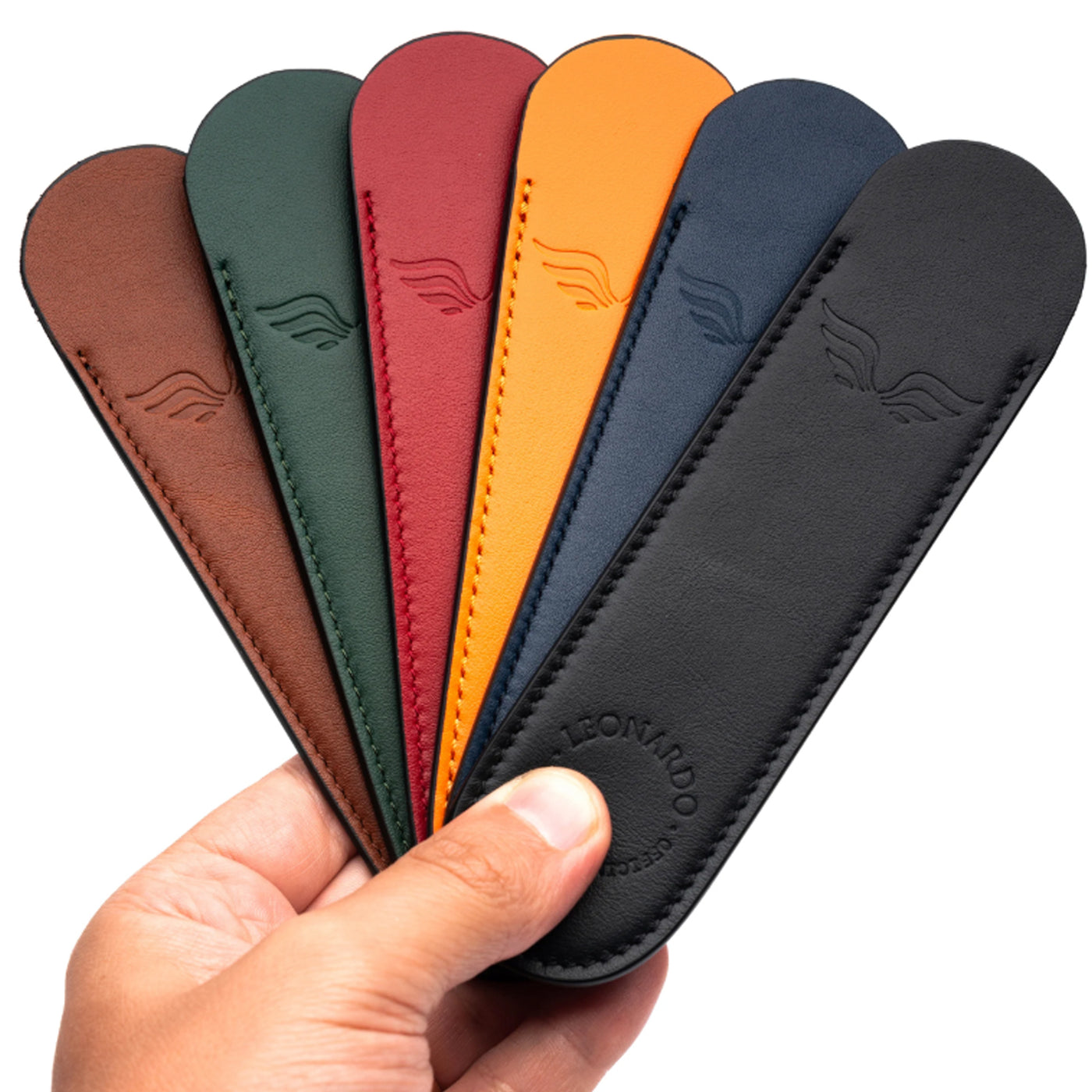 Leonardo Leather Single Pen Sleeve - Brown Vintage