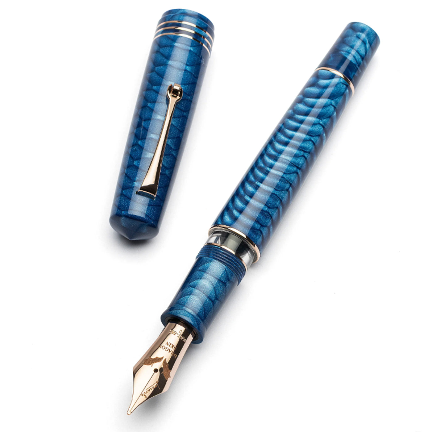 Leonardo MZ Grande 2.0 Dragon Skin No.8 14K Gold Fountain Pen - Blue RGT