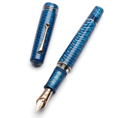 Leonardo MZ Grande 2.0 Dragon Skin No.8 14K Gold Fountain Pen - Blue RGT