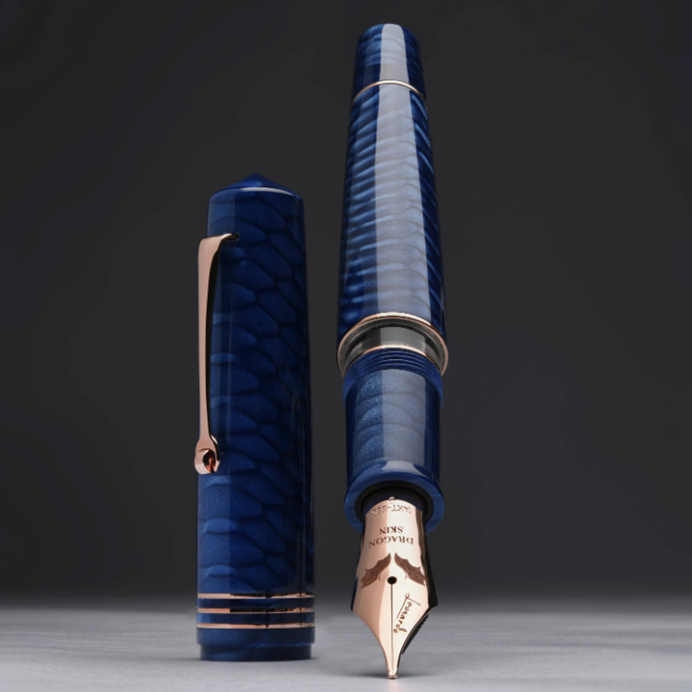 Leonardo MZ Grande 2.0 Dragon Skin No.8 14K Gold Fountain Pen - Blue RGT
