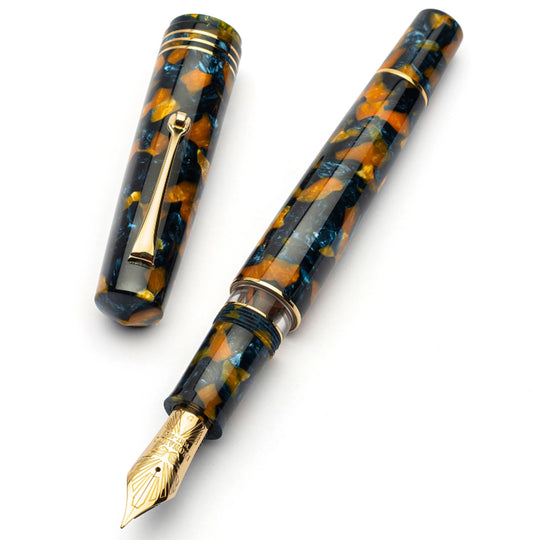 Leonardo MZ Grande 2.0 No.8 14K Gold Fountain Pen - Crepuscolo Marino GT