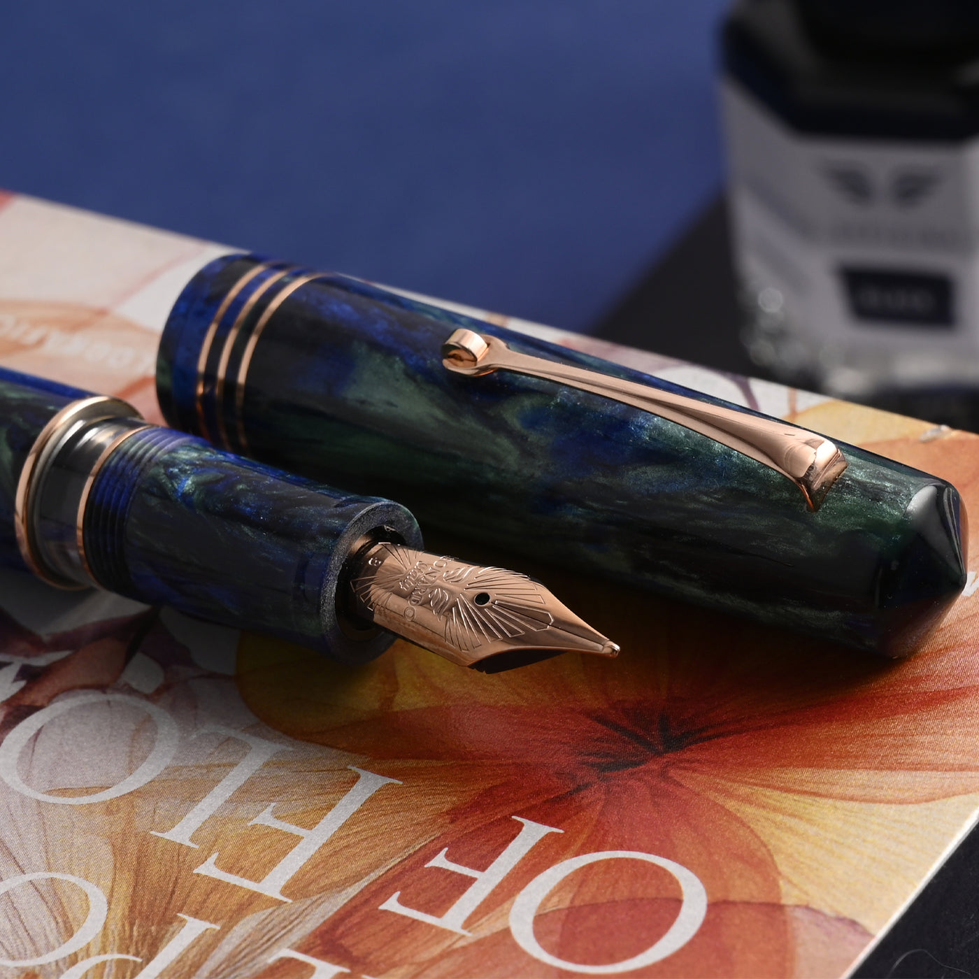 Leonardo MZ Grande 2.0 The Power of Flowers No.6 14K Gold Fountain Pen - Fiordaliso Blue RGT (Limited Edition) 10