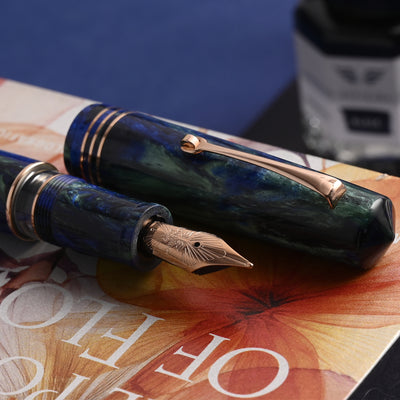 Leonardo MZ Grande 2.0 The Power of Flowers No.6 14K Gold Fountain Pen - Fiordaliso Blue RGT (Limited Edition) 10