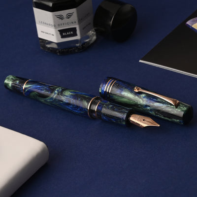 Leonardo MZ Grande 2.0 The Power of Flowers No.8 14K Gold Fountain Pen - Fiordaliso Blue RGT (Limited Edition) 8