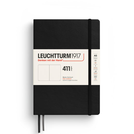 Leuchtturm1917 411 Hard Cover Notebook - Black  - A5 - Ruled