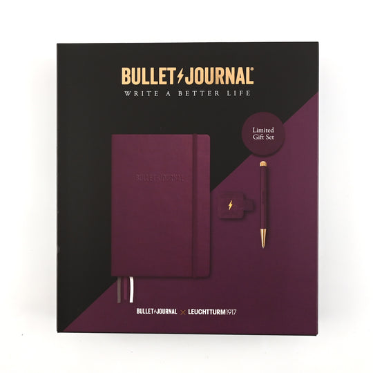 Leuchtturm1917 Bullet Journal Limited Edition Gift Set - Purple Ball Pen with A5 Purple Notebook & Pen Loop