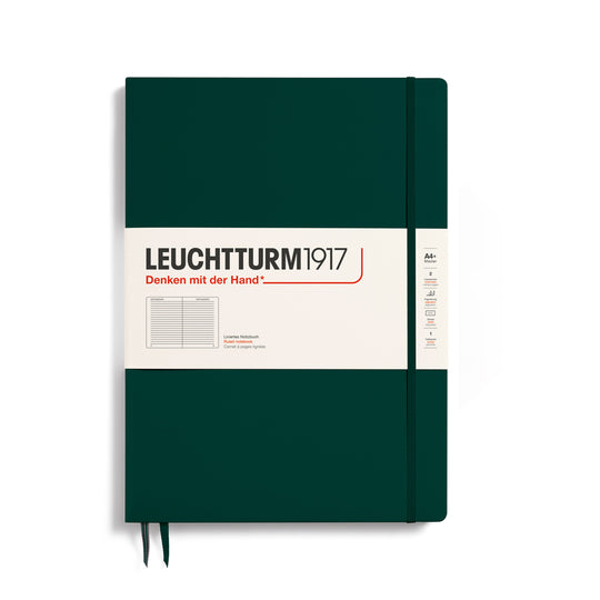 Leuchtturm1917 Classic Hard Cover Master Slim Notebook - Forest Green - A4+ - Ruled - 123 Pages