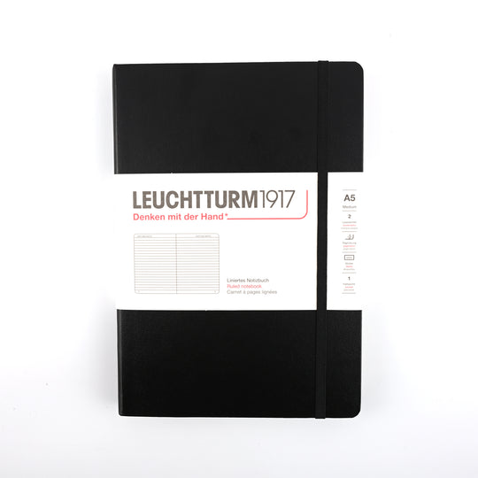 Leuchtturm1917 Classic Hard Cover Notebook - Black - A5 - Ruled