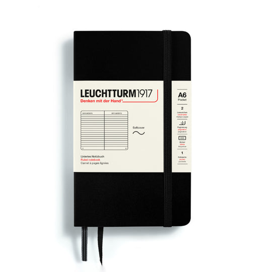 Leuchtturm1917 Classic Hard Cover Notebook - Black - A6 - Ruled