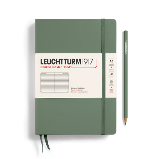 Leuchtturm1917 Classic Hard Cover Notebook - Olive - A5 - Ruled