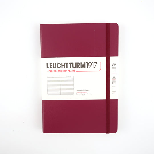 Leuchtturm1917 Classic Hard Cover Notebook - Port Red - A5 - Ruled