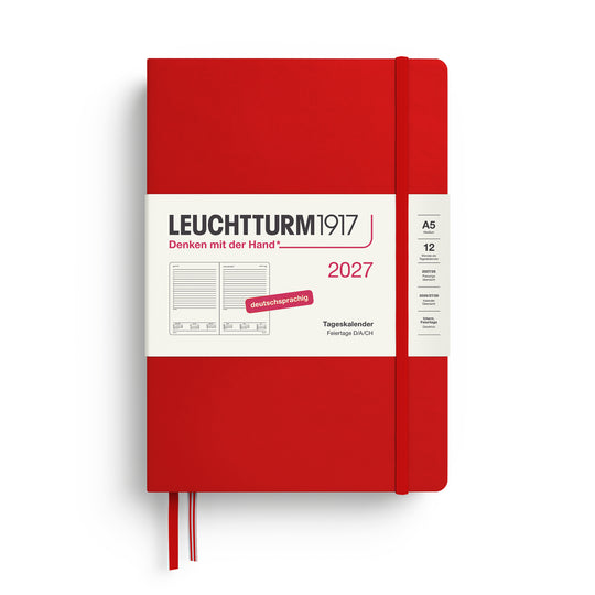 Leuchtturm1917 Daily Planner 2027 - Hard Cover - Cherry - A5