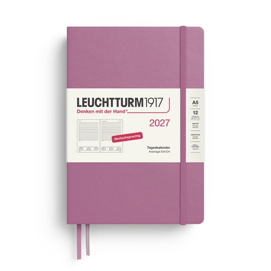 Leuchtturm1917 Daily Planner 2027 - Hard Cover - Dusty Rose - A5