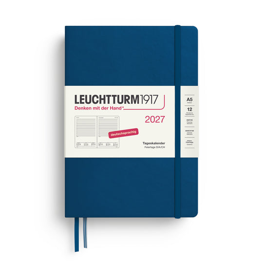 Leuchtturm1917 Daily Planner 2027 - Hard Cover - Indigo - A5