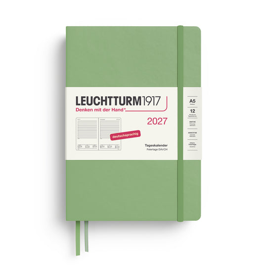 Leuchtturm1917 Daily Planner 2027 - Hard Cover - Sage - A5