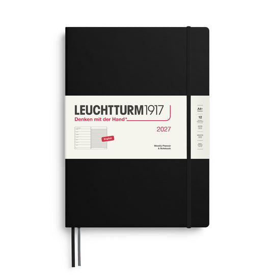 Leuchtturm1917 Weekly Planner & Notebook 2027 - Hard Cover - Black - A4+ - Ruled