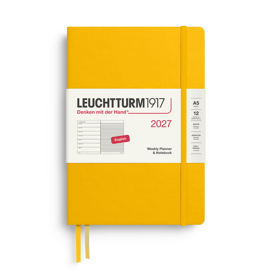 Leuchtturm1917 Weekly Planner & Notebook 2027 - Hard Cover - Sunflower- A5 - Ruled