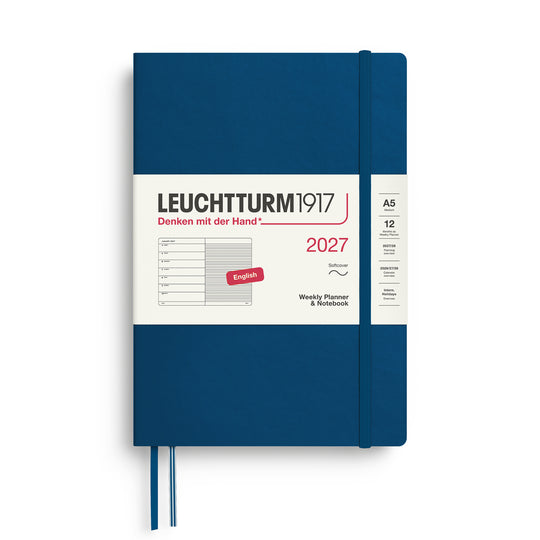 Leuchtturm1917 Weekly Planner & Notebook 2027 - Soft Cover - Indigo - A5 - Ruled