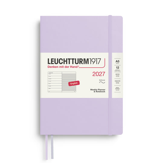 Leuchtturm1917 Weekly Planner & Notebook 2027 - Soft Cover - Lilac - A5 - Ruled