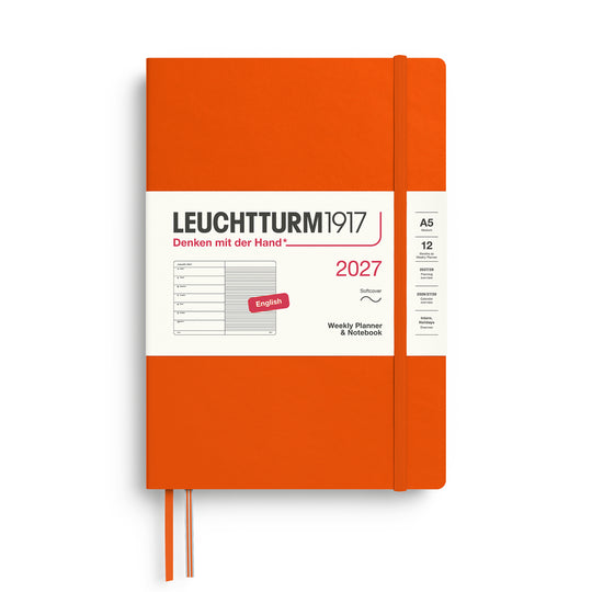 Leuchtturm1917 Weekly Planner & Notebook 2027 - Soft Cover - Pumpkin - A5 - Ruled