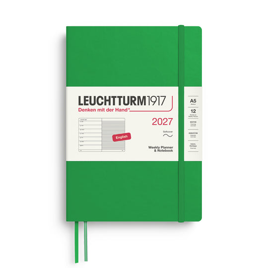 Leuchtturm1917 Weekly Planner & Notebook 2027 - Soft Cover - Spring Leaf - A5 - Ruled