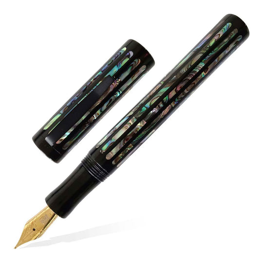 Lotus Mother Of Pearl Raden Fountain Pen, Black - Jowo Steel Nib