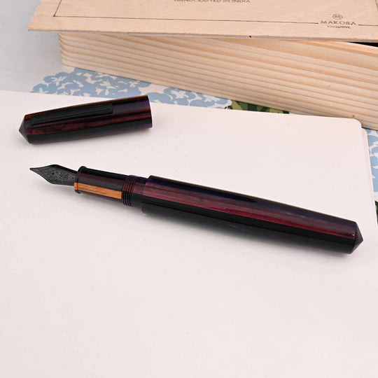 Lotus Saral Halos Special Edition Fountain Pen, Carmine - Steel Nib
