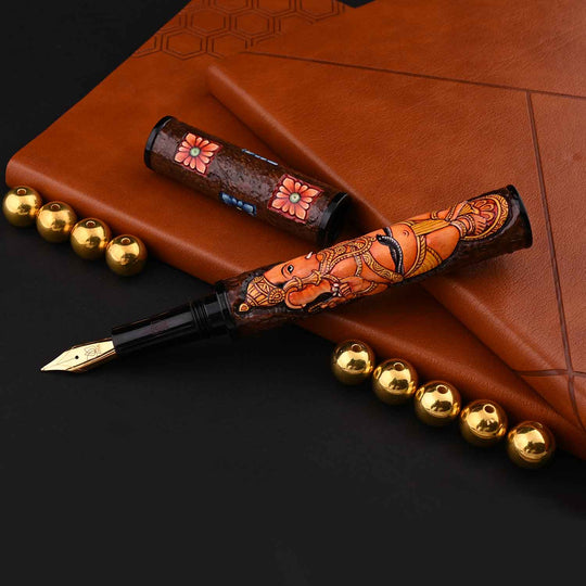 Lotus Divine Ganesha Hand Carved Fountain Pen