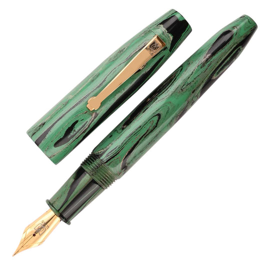 Lotus Mesa Fountain Pen - Green Black GT