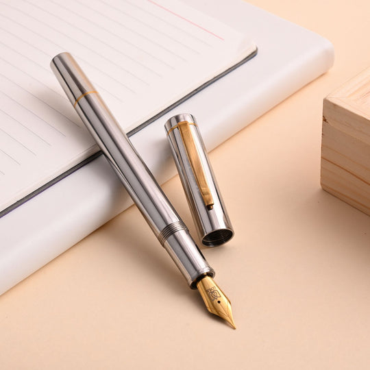Lotus Piston Fountain Pen - Stainless Steel GT