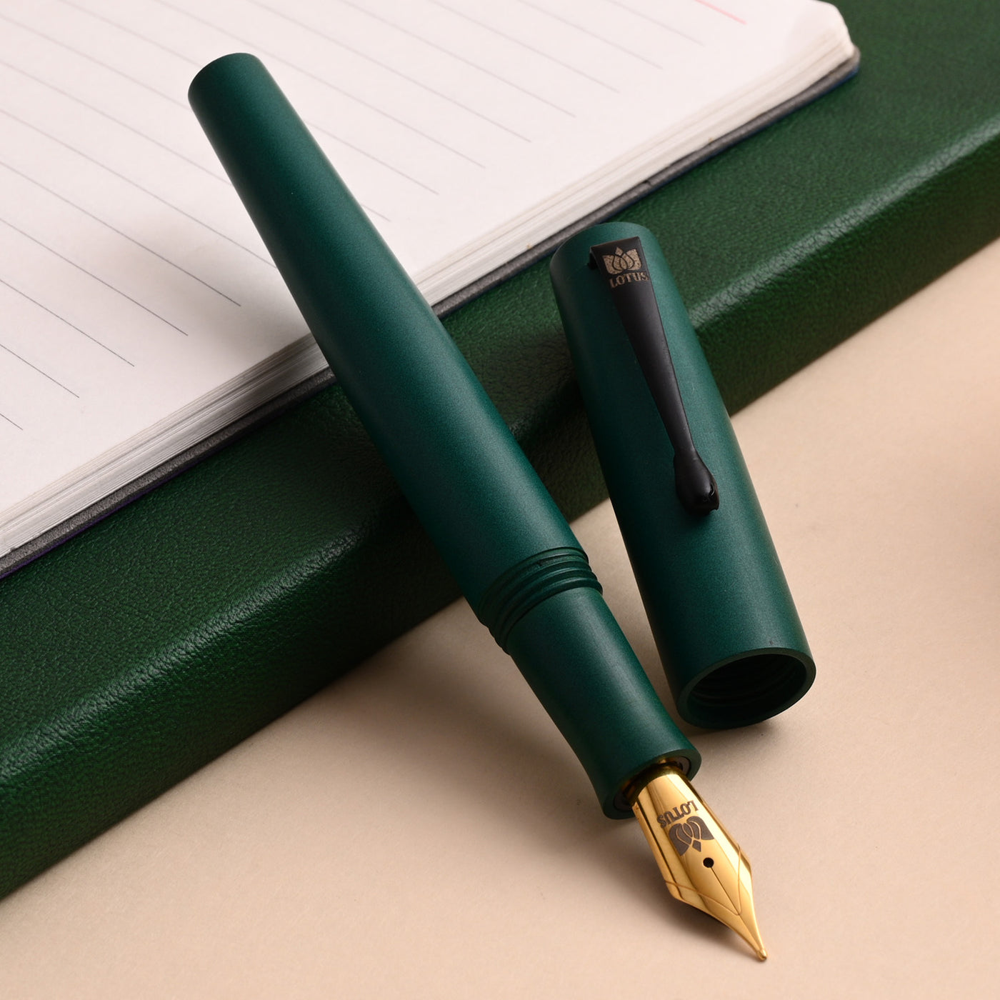 Lotus Student Ebonite Fountain Pen - Deep Green BT 1