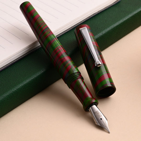 Lotus Student Ebonite Fountain Pen - Green Pink CT