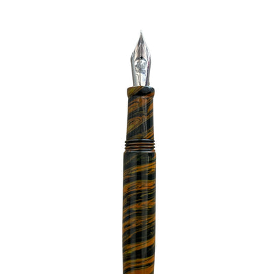 Lotus Student Ebonite Fountain Pen - Mustard Black CT 2