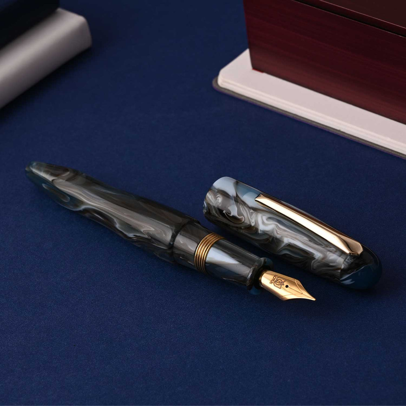 Lotus Vikrant Fountain Pen - Black Grey Wave GT