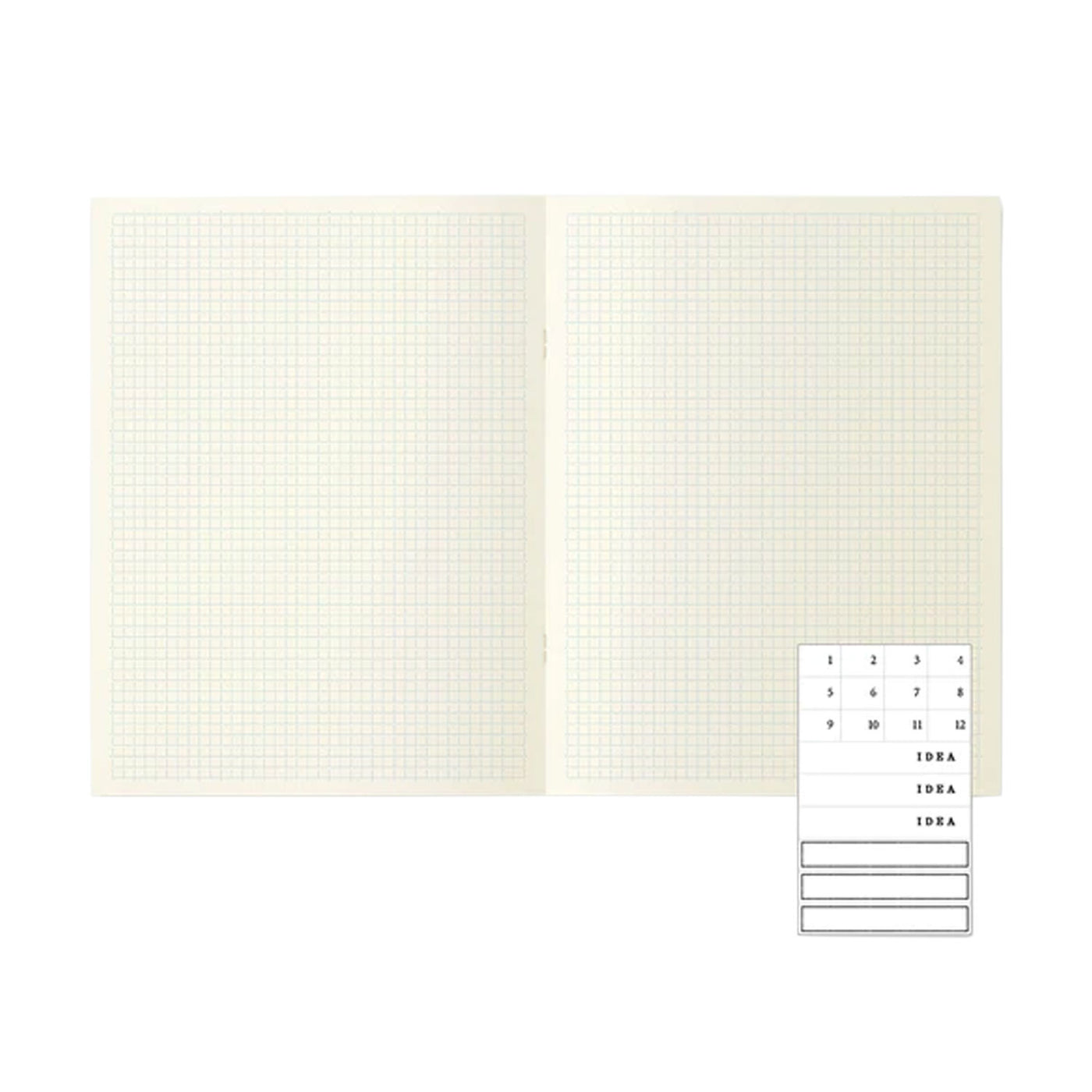 Midori MD Paper Light Ivory Pack of 3 Slim Notebook - A4 Square Ruled 3