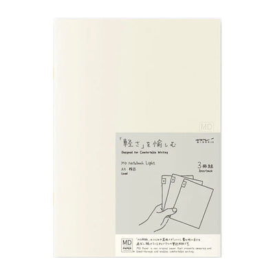 MD Paper Light Ivory Pack of 3 Slim Notebook - A5 - Ruled