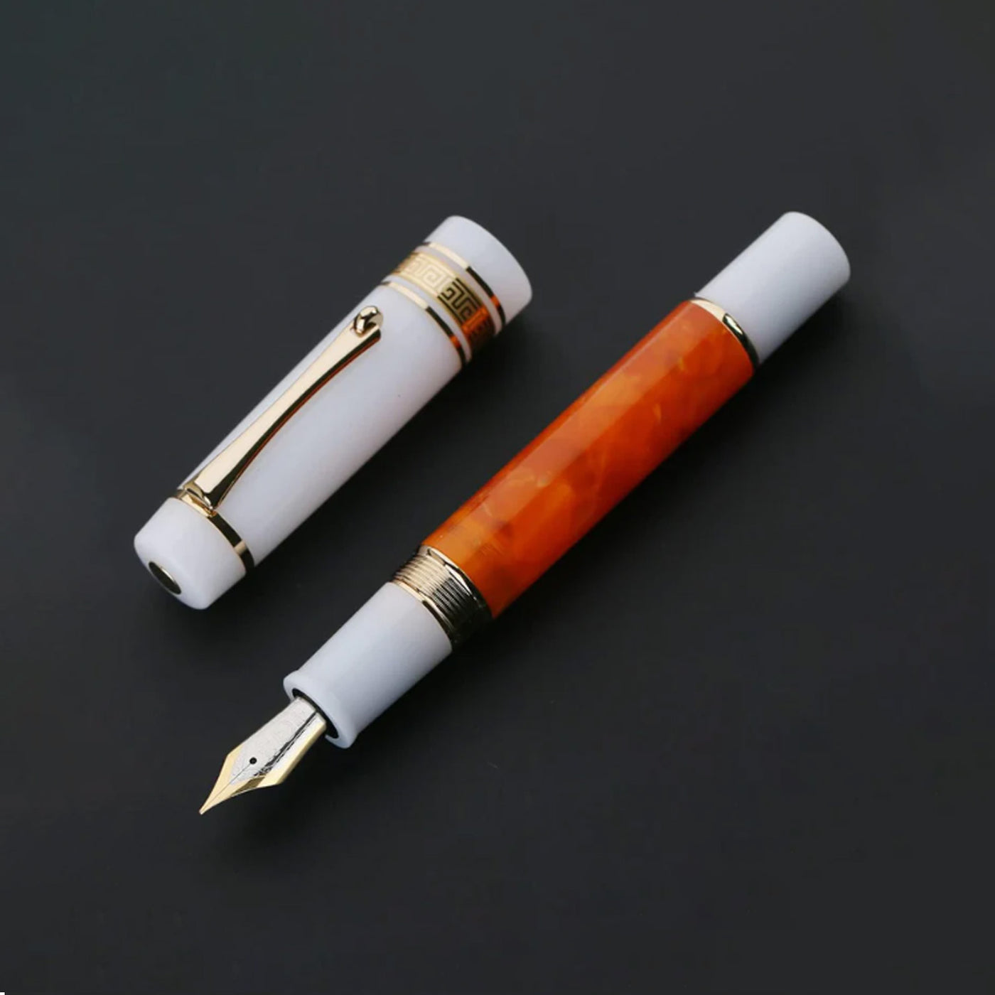 Majohn (Moonman) M400 Fountain Pen - Glazed Yellow Orange GT 1