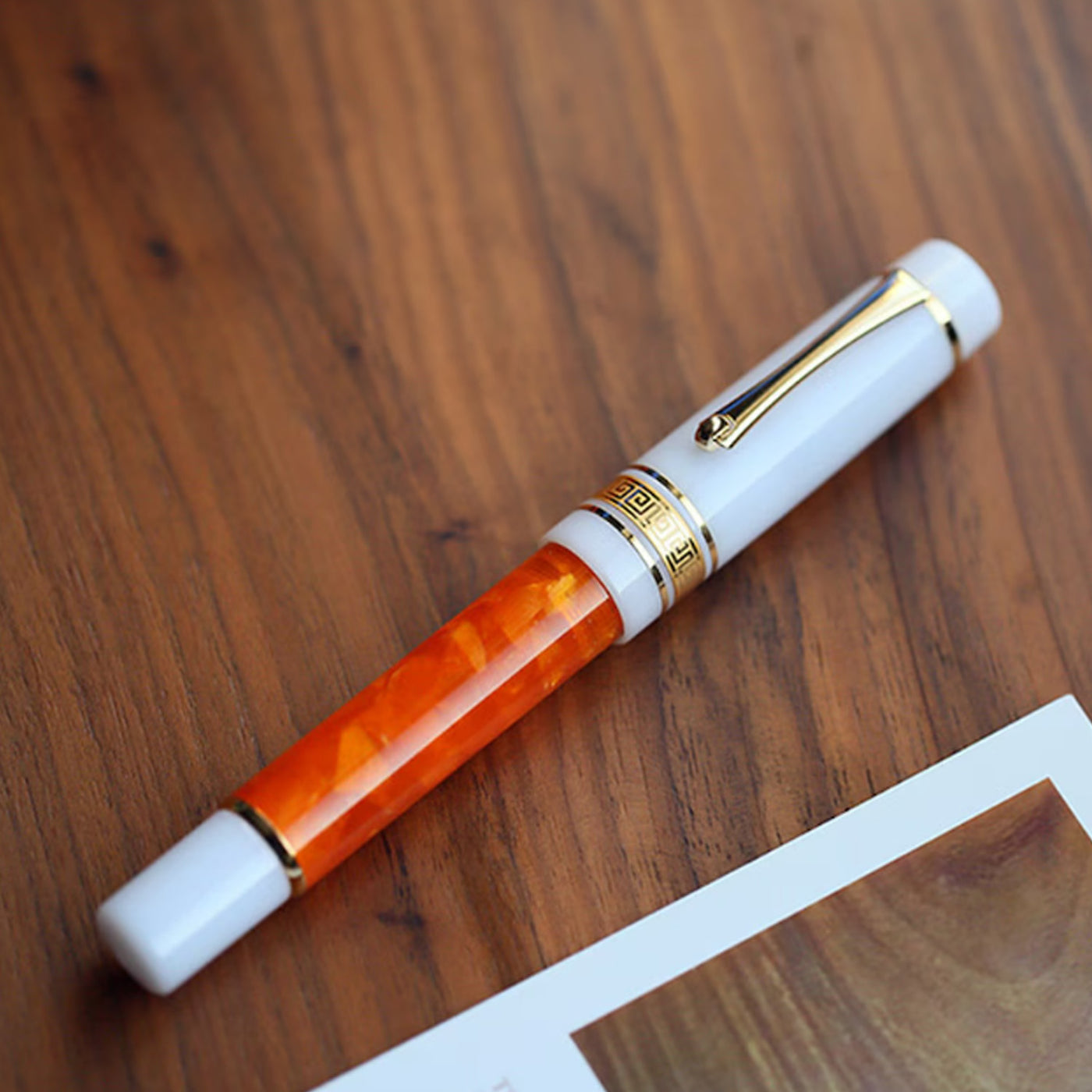 Majohn (Moonman) M400 Fountain Pen - Glazed Yellow Orange GT 5