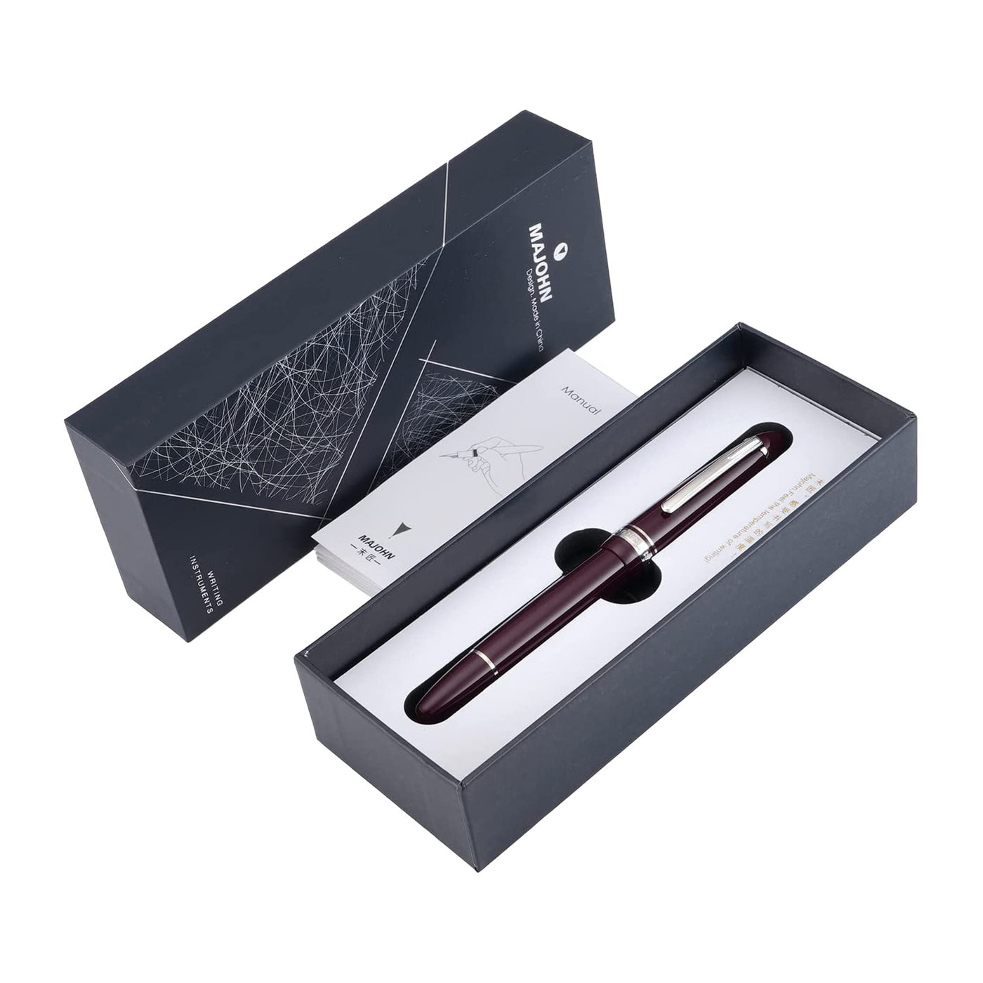 Majohn P136 Fountain Pen - Deep Burgundy CT 9