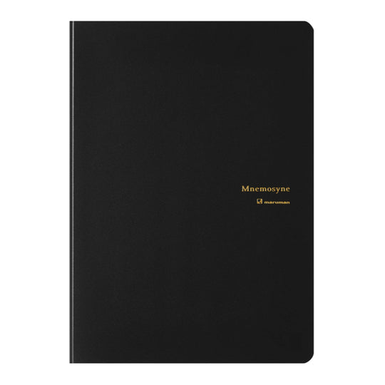 Maruman Mnemosyne HN188A Stapled Black Notepad with Folder - A5 - Squared