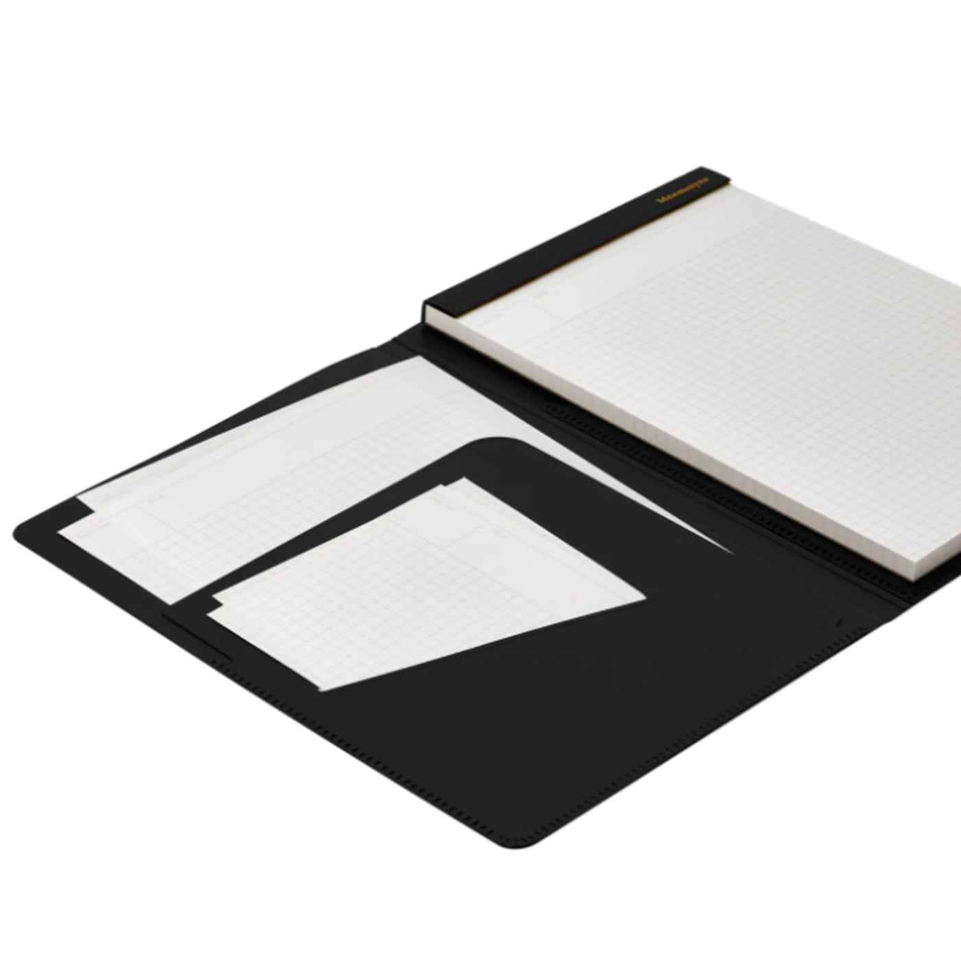 Maruman Mnemosyne HN188A Stapled Black Notepad with Folder - A5 - Squared