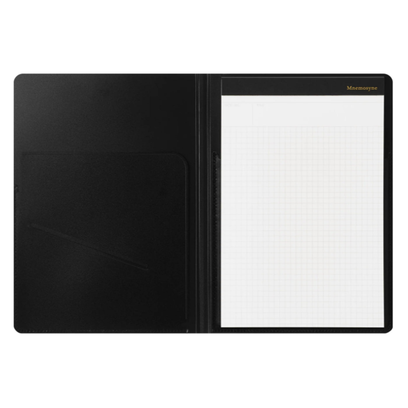 Maruman Mnemosyne HN188A Stapled Black Notepad with Folder - A5 - Squared